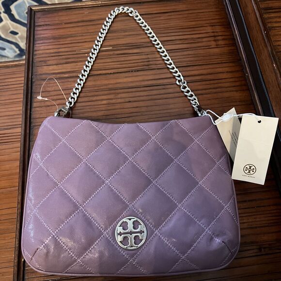 NWT Tory Burch Willa Zip Top Shoulder Bag Quilted Allium Purple with Chain Strap - Picture 1 of 14